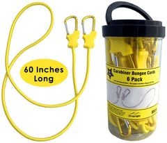 Bungee Cord with Carabiners Super Long 60” Set of 6 in Yellow