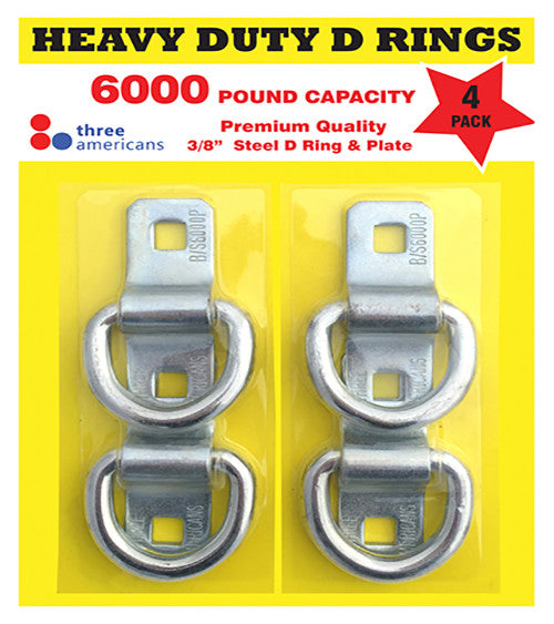 Heavy Duty D Ring Anchors - 6000 pound, 4 Pack
