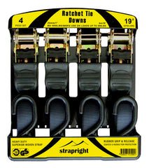 Ratchet Tie Down Straps - 20 Foot, 4 Pack